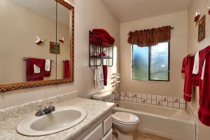 An example of a fairly small bathroom made more elegant and functional after remodeling
